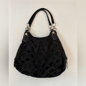 Coach Mia Maggie Shoulder Bag – Black Op Art Signature Jacquard – Style # 15756